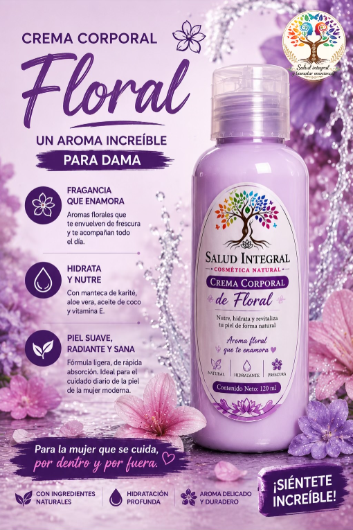 Crema corporal Floral de Salud Integral, presentación de 120 ml